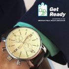 Get Ready with large watch on man's wrist