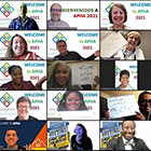 Collage of Executive Board members on Zoom
