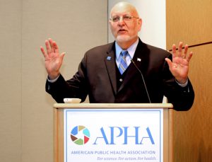 Robert Redfield speaking at APHA lectern