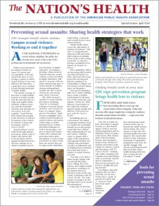 Front page of The Nation's Health special section on preventing sexual assaults