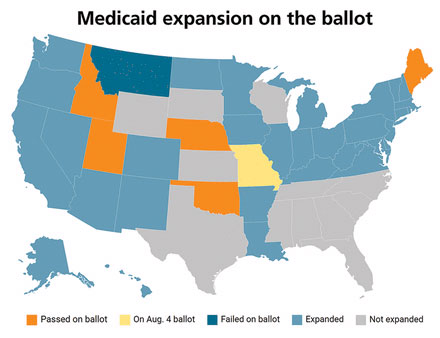 map of states that have expanded medicaid