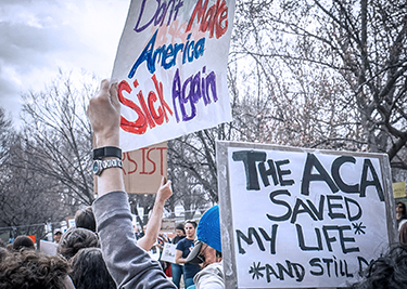 Advocates of the Affordable Care Act rally in 2017